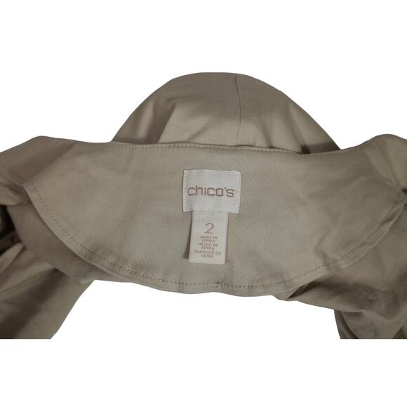 CHICO'S‎ KHAKI EMBROIDERED LONG SLEEVED JACKET BLAZER COAT 2 medium - Picture 7 of 7